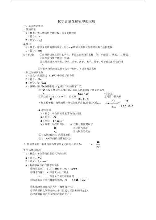 (完整版)物质的量知识要点归纳.doc