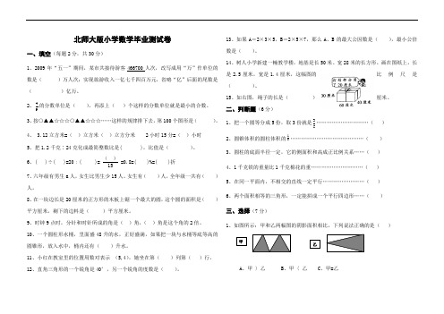 北师大版小学数学毕业测试卷