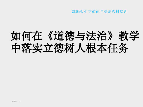 部编人教版小学道德与法治教材培训：如何在《道德与法治》教学中落实立德树人根本任务