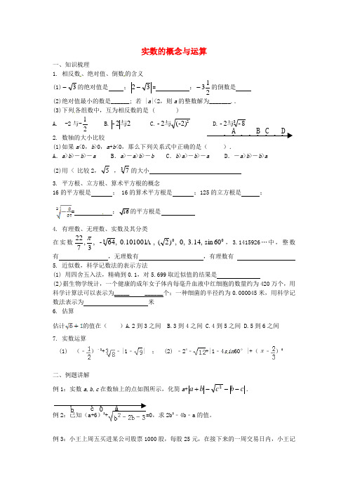 江苏省泰州市白马中学中考数学二轮复习 实数的概念与