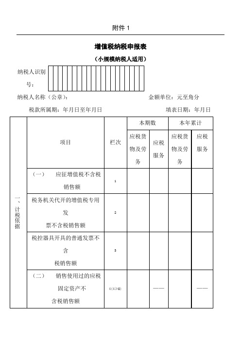 新版小规模纳税人申报表