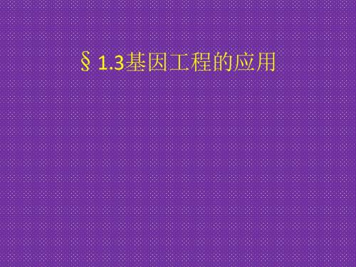 《基因工程的应用》课件五(9张PPT)(人教版选修3)