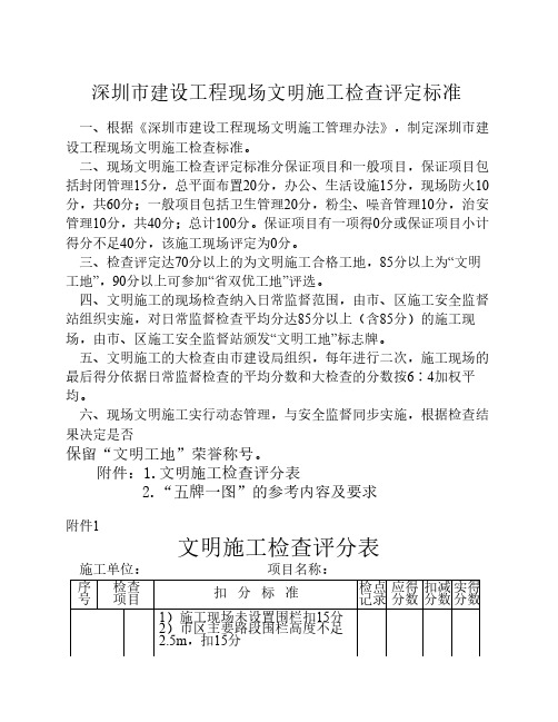 深圳市建设工程现场文明施工检查评定标准