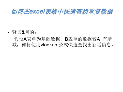 如何在excel 表格中快速查找重复数据