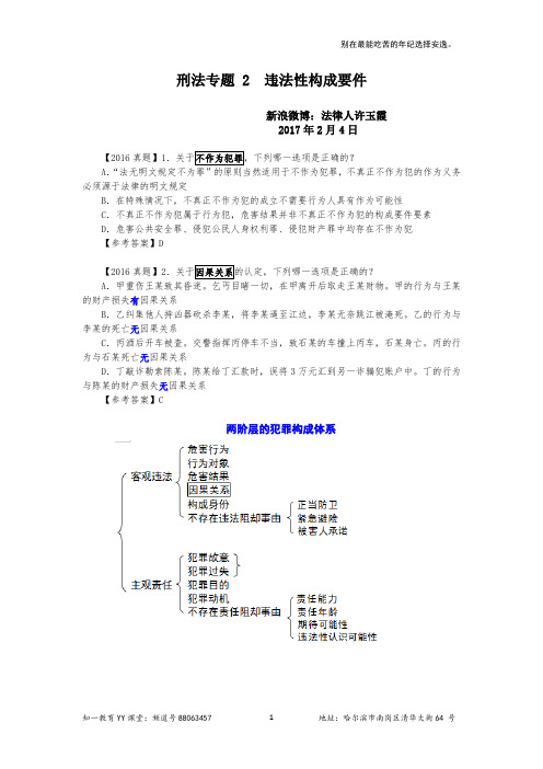 许玉霞刑法专题2：违法构成要件(17年2月4日)