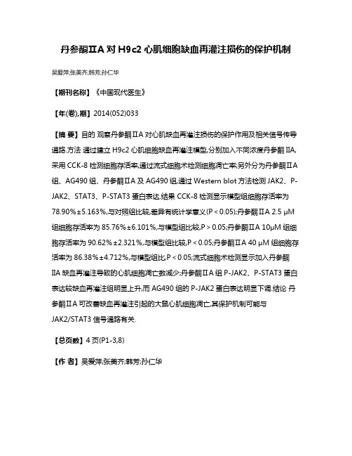 丹参酮ⅡA对H9c2心肌细胞缺血再灌注损伤的保护机制