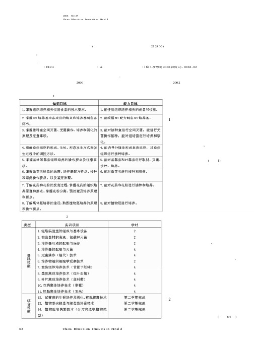 植物组织培养课程教学改革的实践