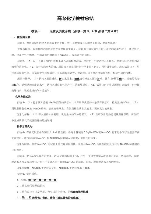 高中化学教材实验总结