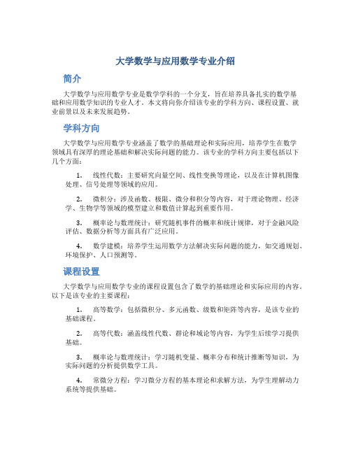 大学数学与应用数学专业介绍