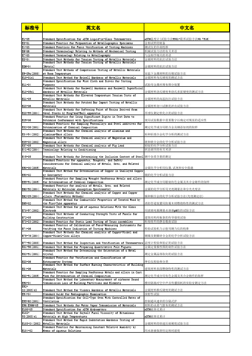 ASTM E 目录中英文