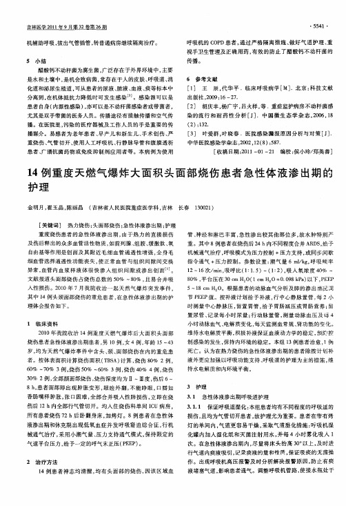 14例重度天燃气爆炸大面积头面部烧伤患者急性体液渗出期的护理