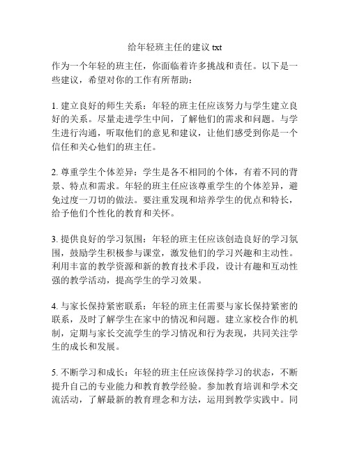 给年轻班主任的建议txt