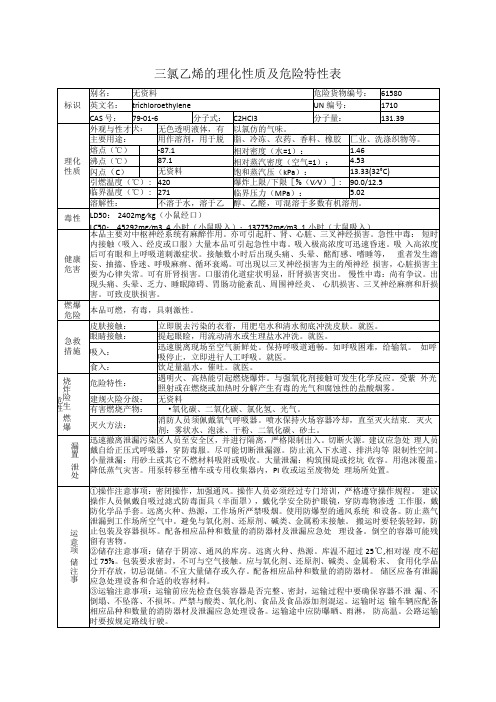 三氯乙烯的理化性质及危险特性表