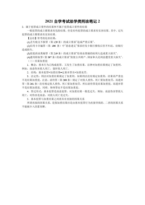 2021自学考试法学类刑法笔记2