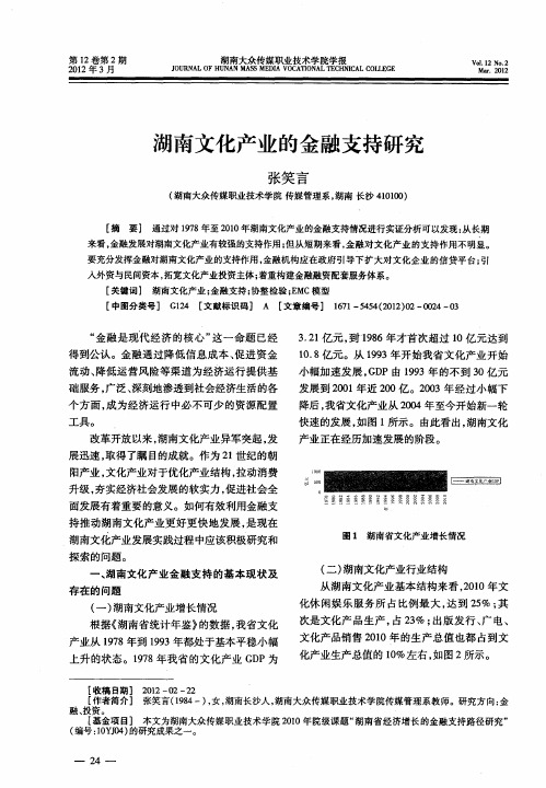 湖南文化产业的金融支持研究