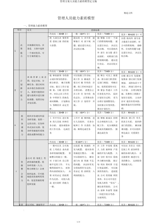 管理方案人员能力素质模型定文稿