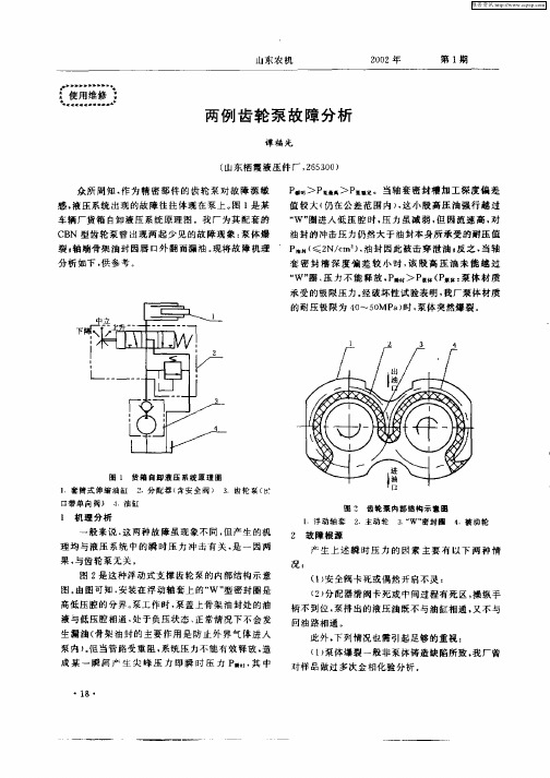 两例齿轮泵故障分析