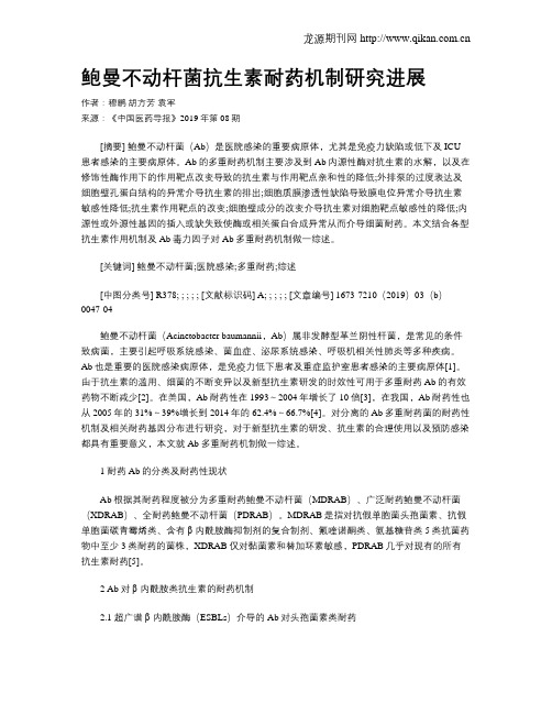 鲍曼不动杆菌抗生素耐药机制研究进展