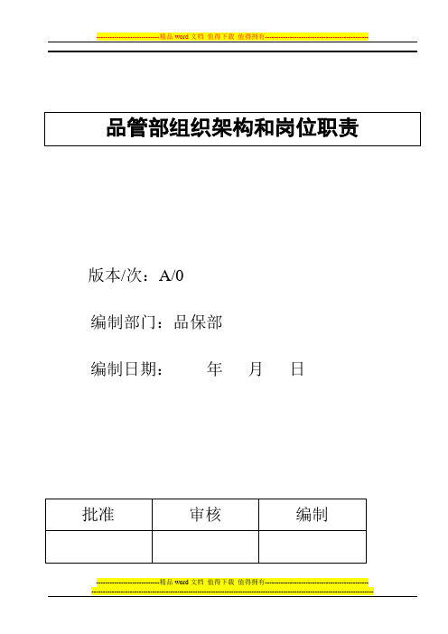 1品管部架构和职责