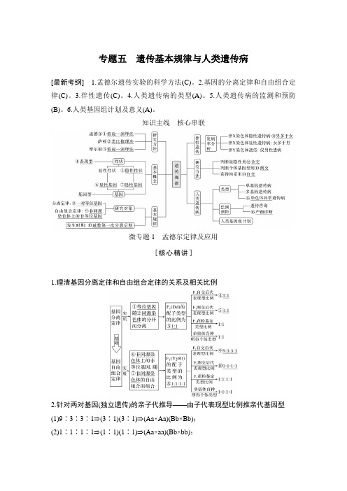 2019届高考生物二轮复习专题五遗传基本规律与人类遗传病教案(江苏专用)