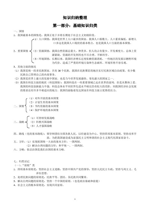 九年级思品上学期期中知识归纳整理