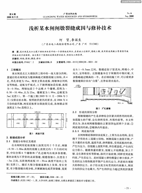 浅析某水闸闸墩裂缝成因与修补技术