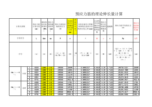 预应力筋的理论伸长量计算