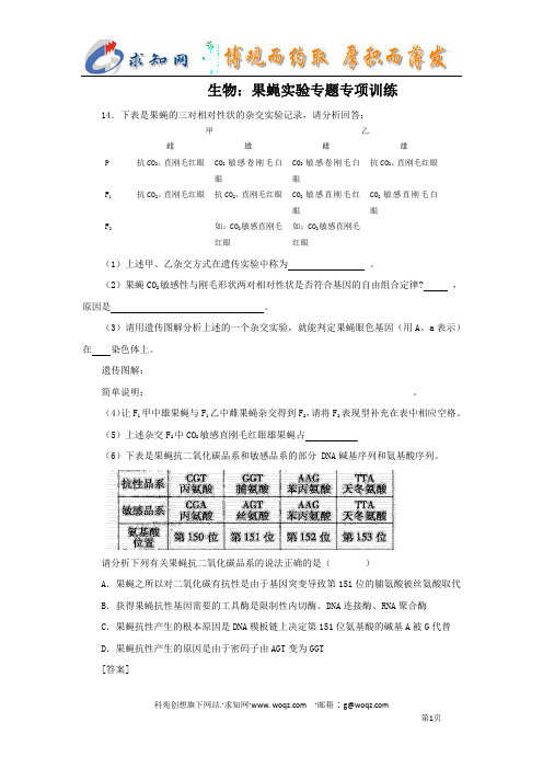 果蝇实验专题专项训练