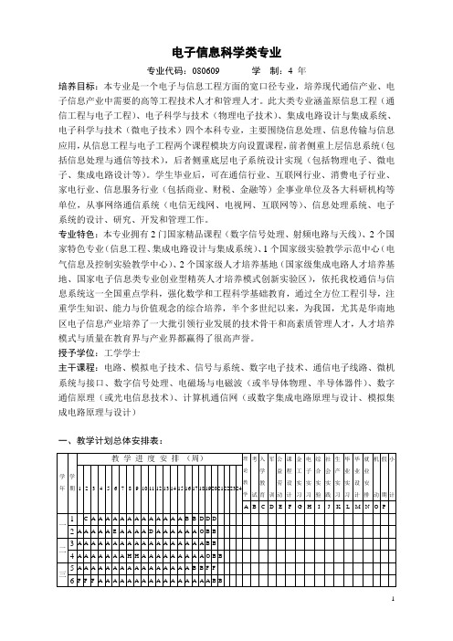 2010级电子信息科学类专业培养计划