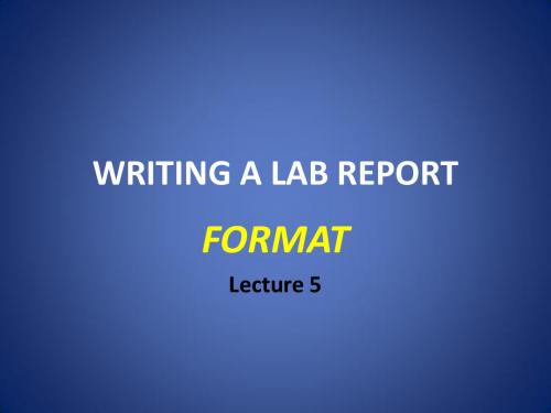 Lecture 5 - Format