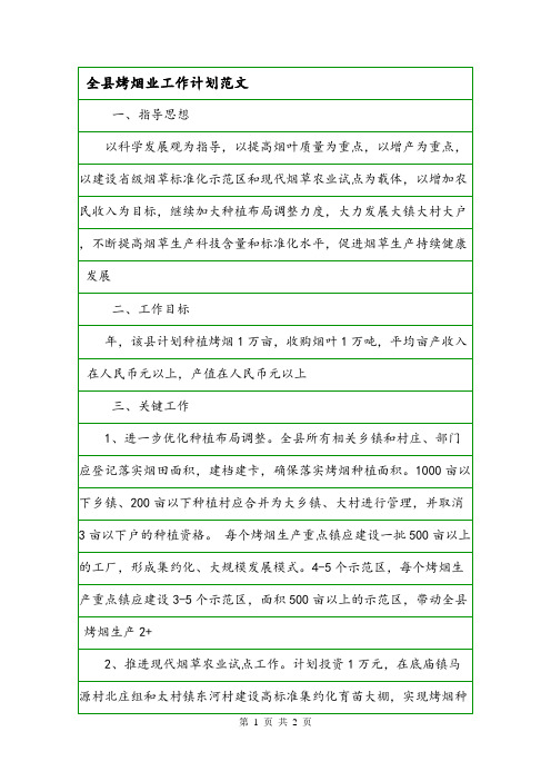 全县烤烟业工作计划范文.doc