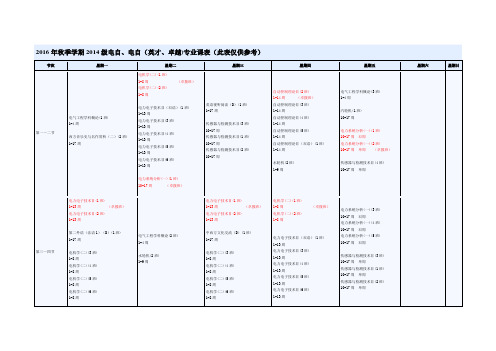 2016年秋季学期2014级电自、电自(英才、卓越)专业课表