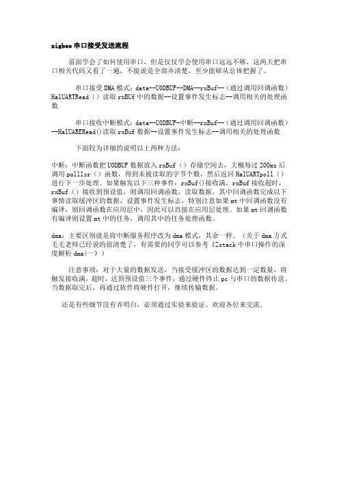 zigbee串口接受发送流程