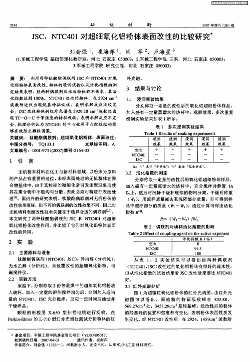 JSC,NTC401对超细氧化铝粉体表面改性的比较研究