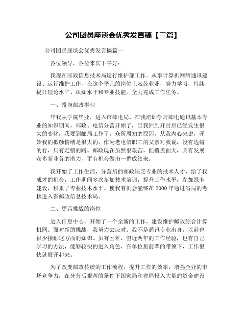 公司团员座谈会优秀发言稿【三篇】