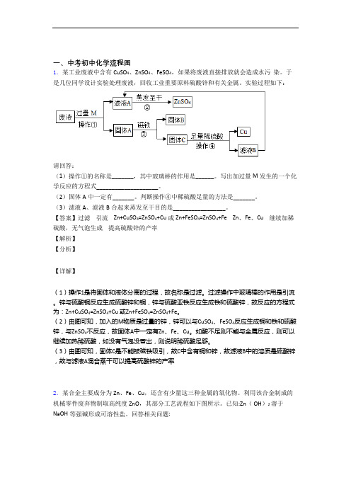 中考化学流程图综合题汇编含详细答案