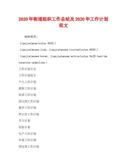 2020年街道组织工作总结及2020年工作计划范文