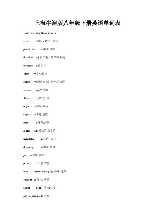 (完整word)上海牛津版八年级下册英语单词表