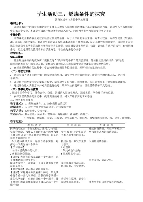 初中八年级-实验活动3 燃烧的条件-省赛一等奖