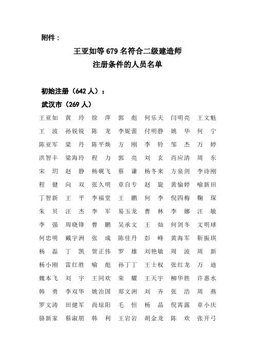 王亚如等679名符合二级建造师注册条件的人员名单.doc-附件：