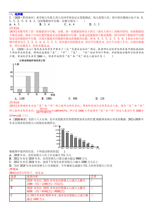 2021年中考数学专项训练：   统计图表(含答案)