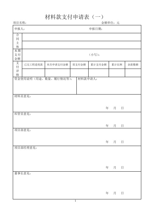 建筑工程、材料款支付申请表