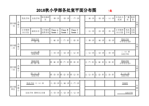 2018秋小学部教学楼处室平面分布图