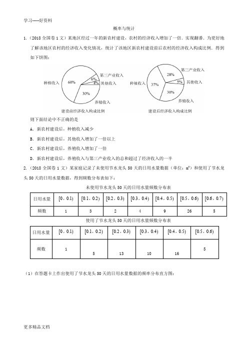 最新高考文科数学分类汇编-概率与统计