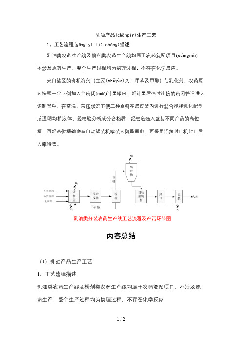 乳油产品生产工艺