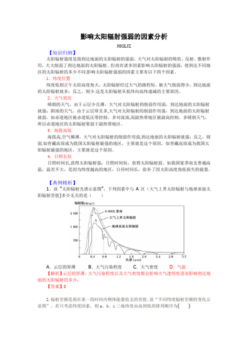 影响太阳辐射强弱的因素分析