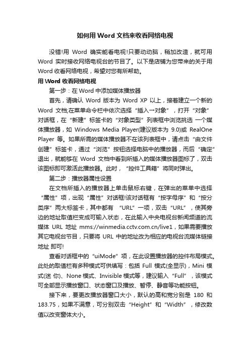 如何用Word文档来收看网络电视