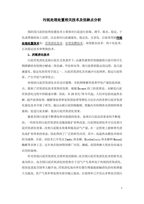 污泥处理处置相关技术及优缺点分析