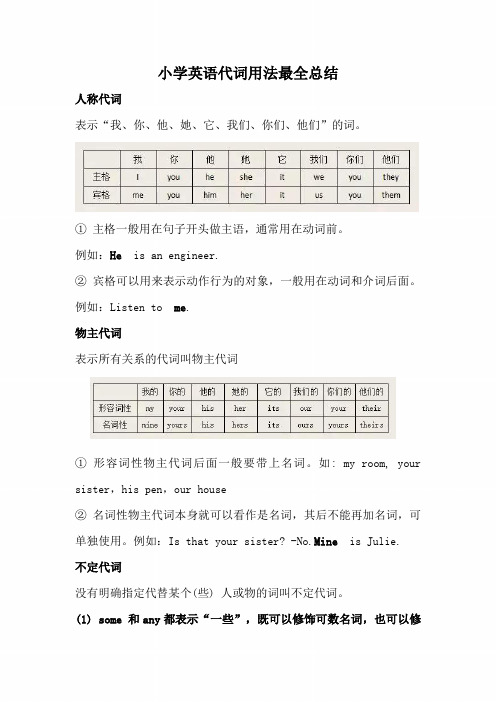 小学英语代词用法全面总结