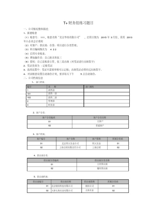 T+财务组练习题